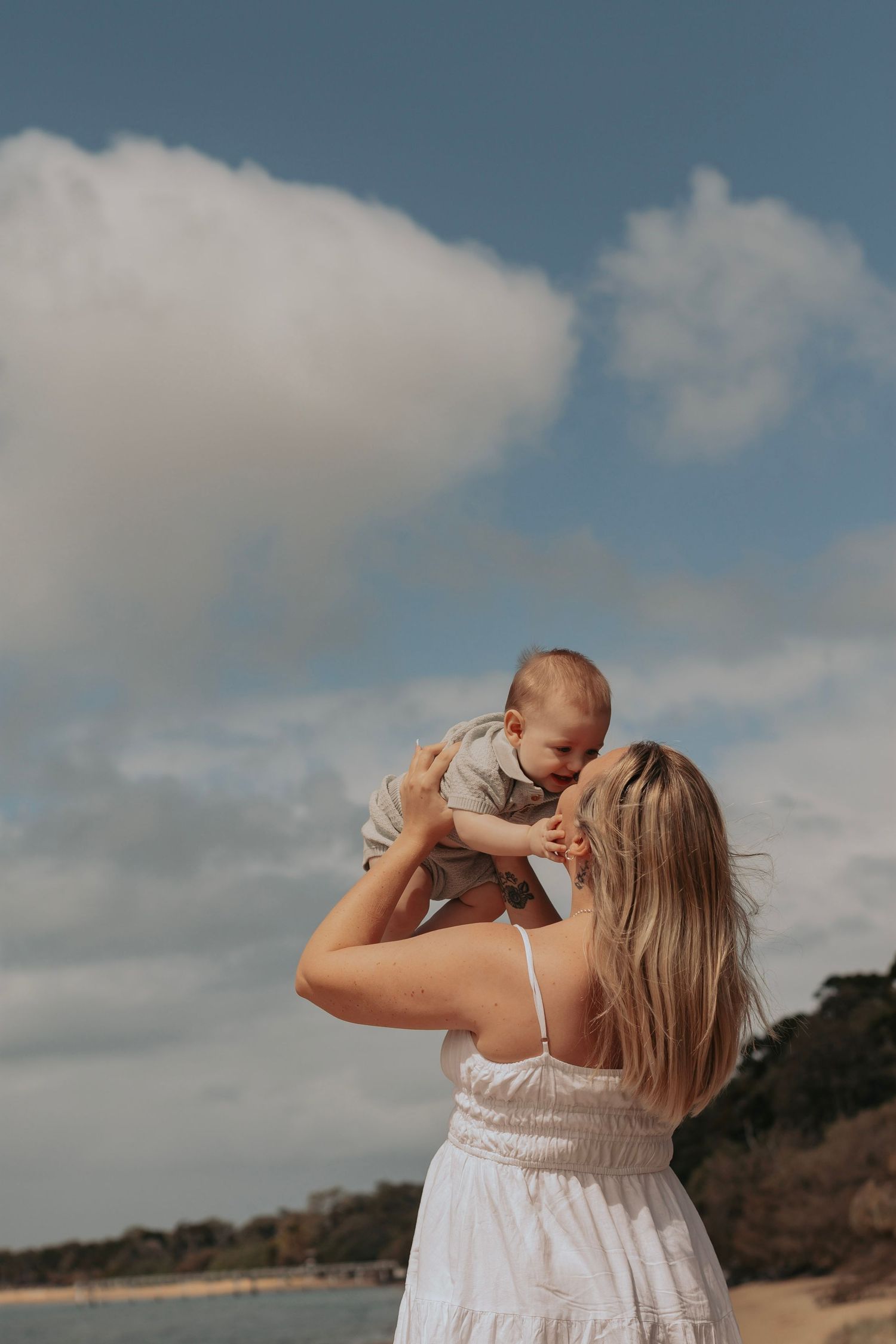 Mother and Son enjoying a Morning photography session at the beach in Hervey bay Motherhood Photographer