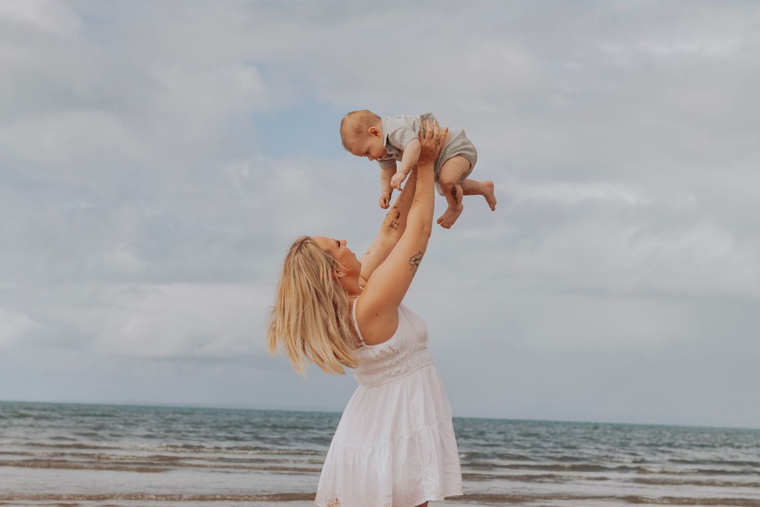 Mother and Son enjoying a Morning photography session at the beach in Hervey bay Motherhood Photographer