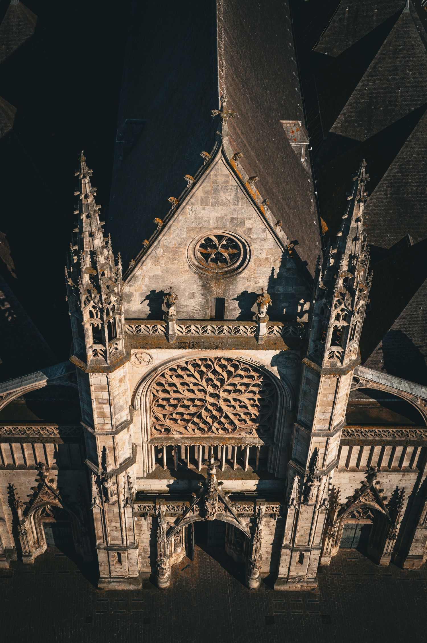 Gothic cathedral architecture detail showing ornate spires and decorative stonework.