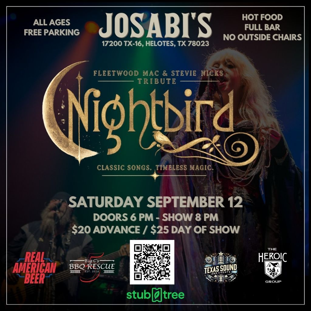 Nightbird Fleetwood Mac and Stevie Nicks tribute band performing live at Josabi's on Saturday September 12.