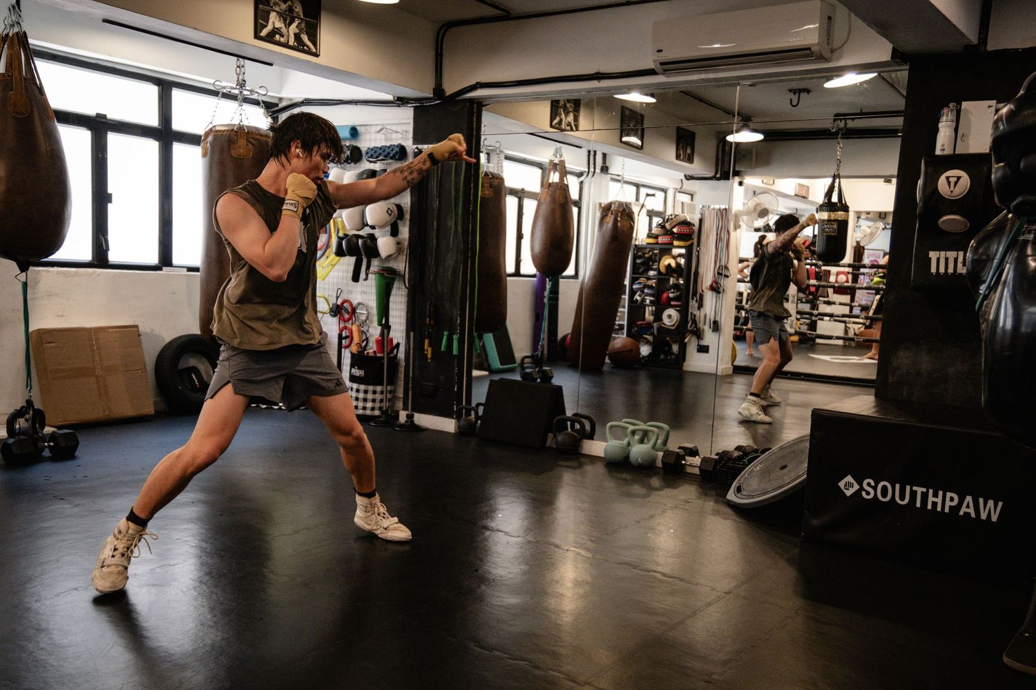 Fitness photography session at a boxing studio in Central Hong Kong