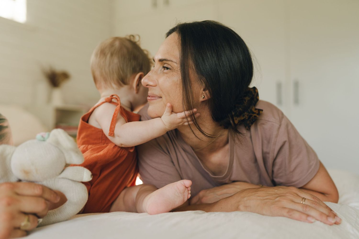 Mum and child sharing a quiet moment together at home