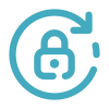 Blue circular arrow icon with padlock symbol representing password reset or security refresh concept.