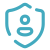 Teal blue user shield icon representing personal identity protection and account security concept.