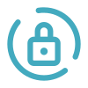 Blue padlock icon inside a circular arrow representing security or data protection.
