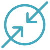 Teal blue circular icon with two inward-pointing arrows indicating compress or minimize function.