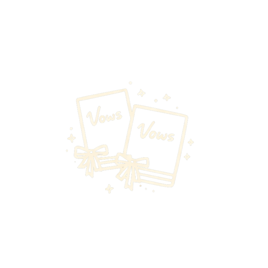 Delicate line art of wedding vow cards with decorative elements.