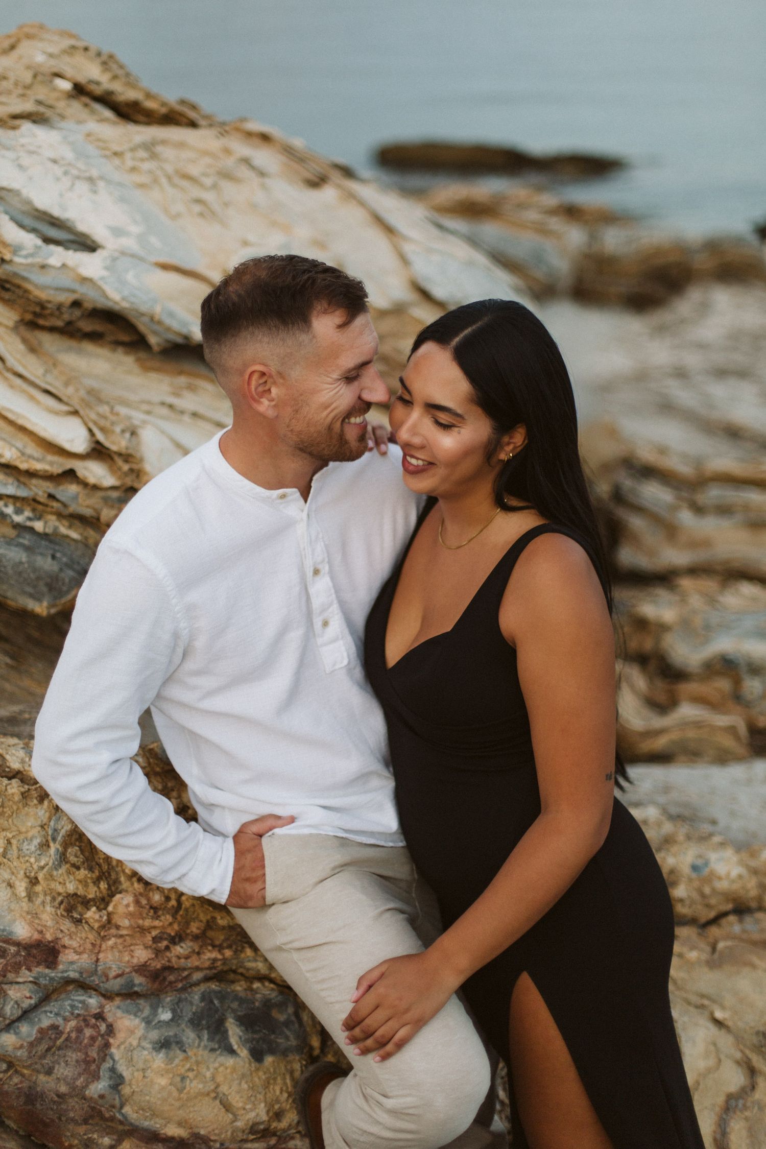 Editorial-style couple portrait in Samos, Greece