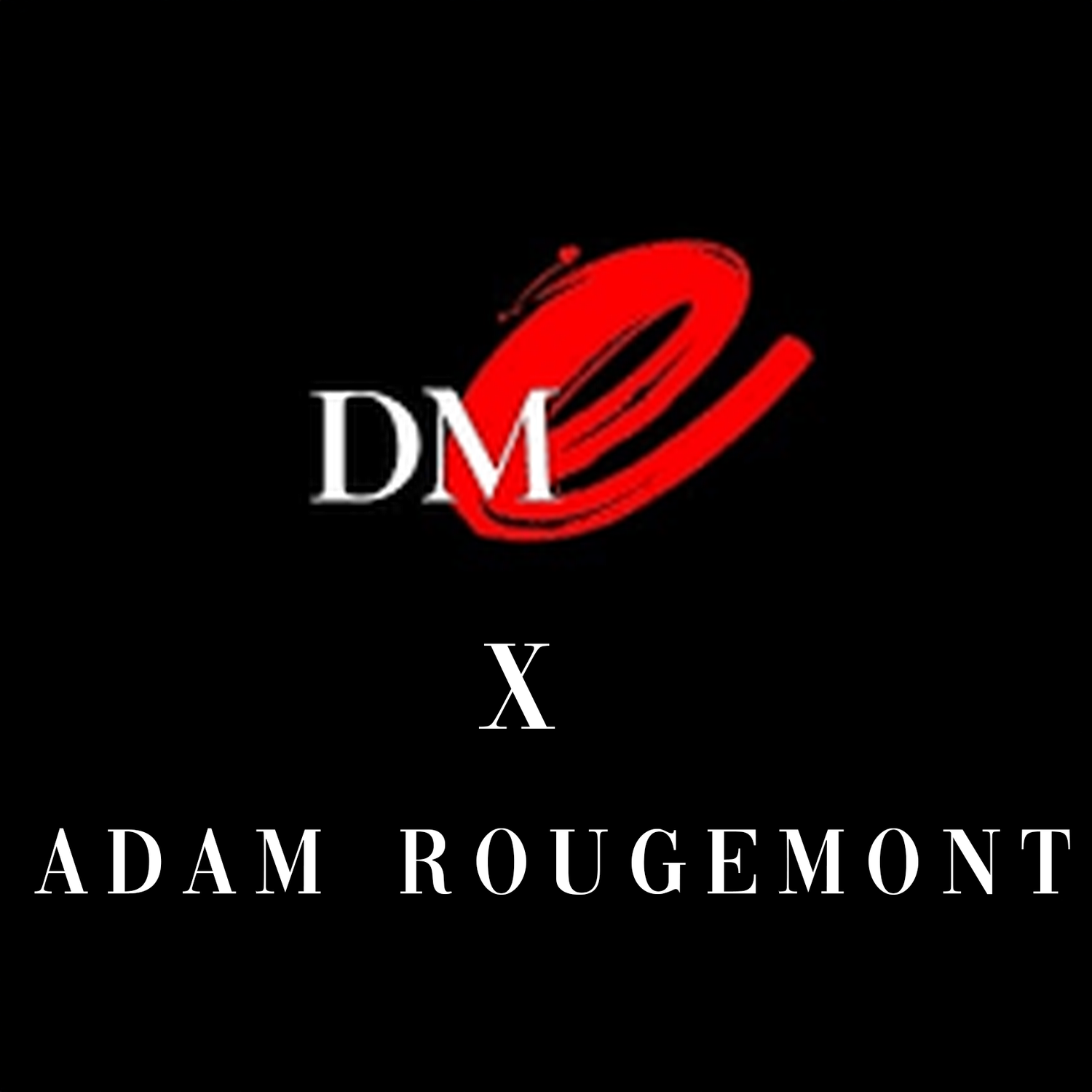 Black and red logo design with DM and Adam Rougemont text in minimalist style.