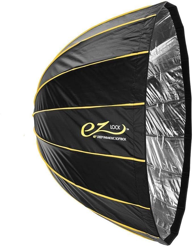 EZ Lock 40-inch deep parabolic softbox with gold stripes for professional photography lighting.