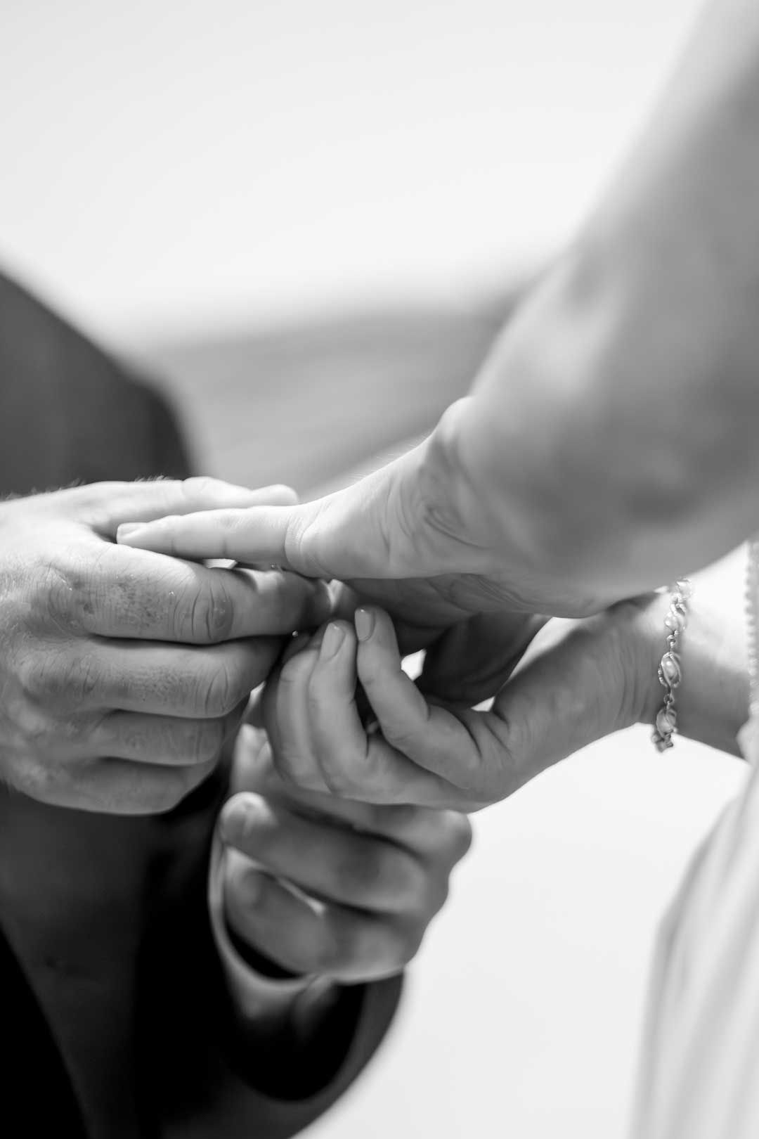 Hochzeitsfotografie: Die Ringe werden ausgetauscht währen der Trauung.
