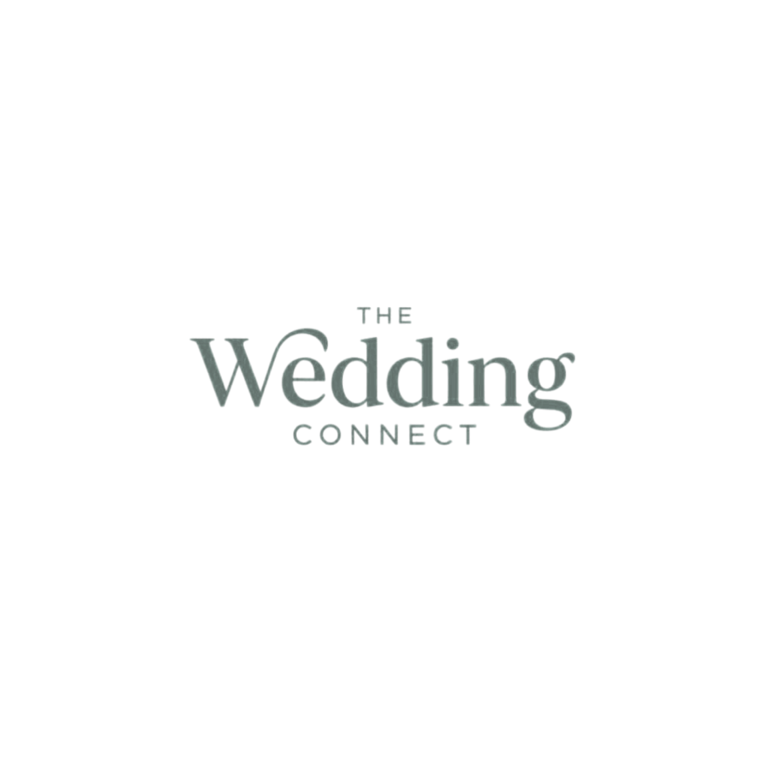 The Wedding Connect logo featuring elegant serif typography in muted sage green on a white background.