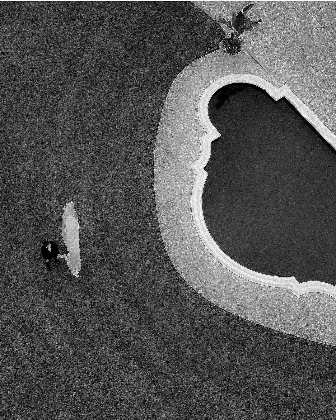Abstract black and white architectural curves creating a minimalist geometric pattern.
