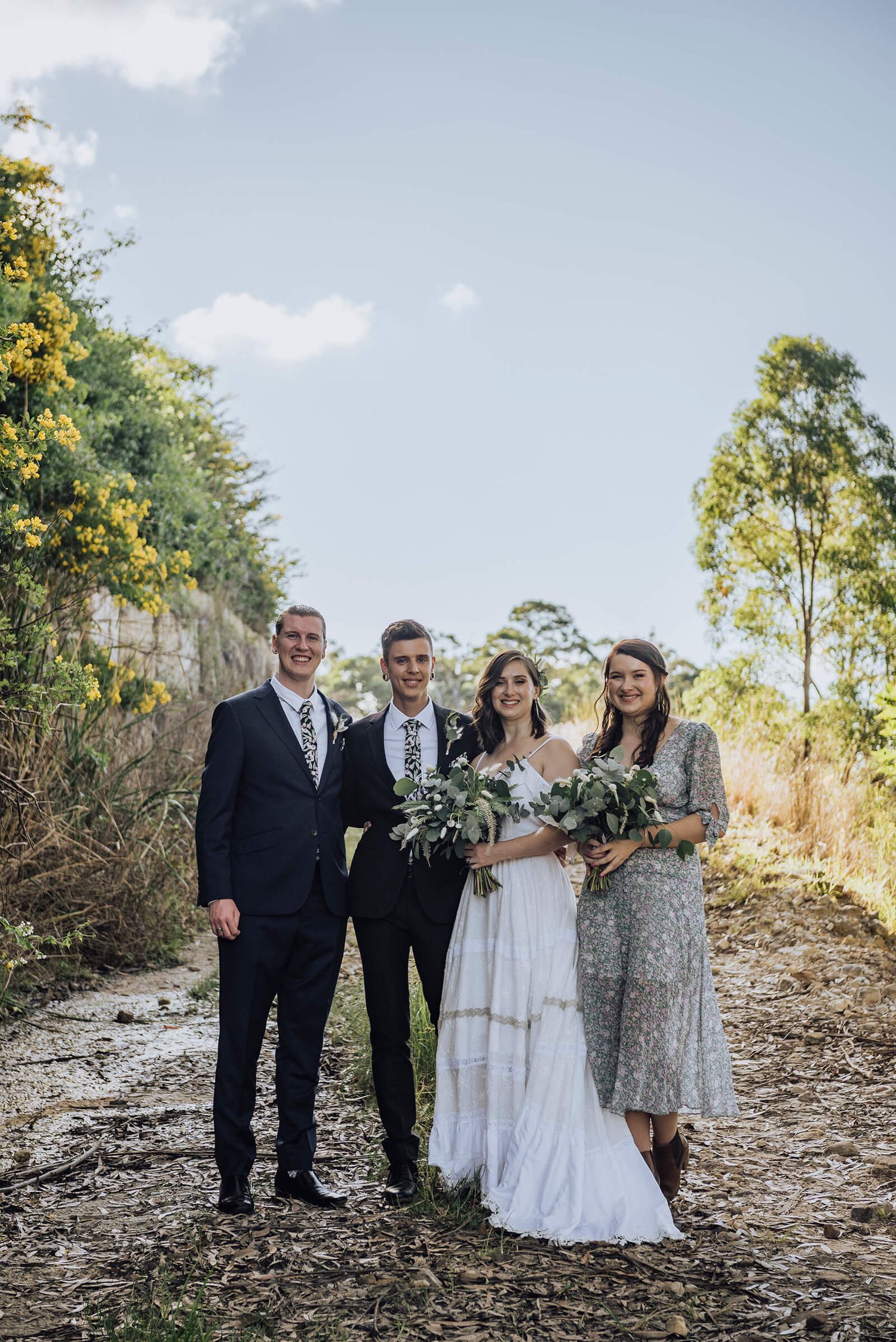 Bridal party all smiling at Golden Jubilee Park in Wahroonga - Zara King Photography, Sydney Australia