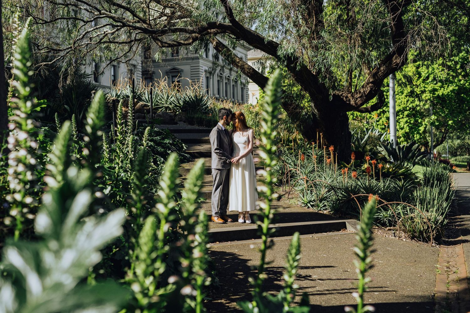 Newly married couple holding hands taking a moment  - Zara King Photography, Melbourne Australia