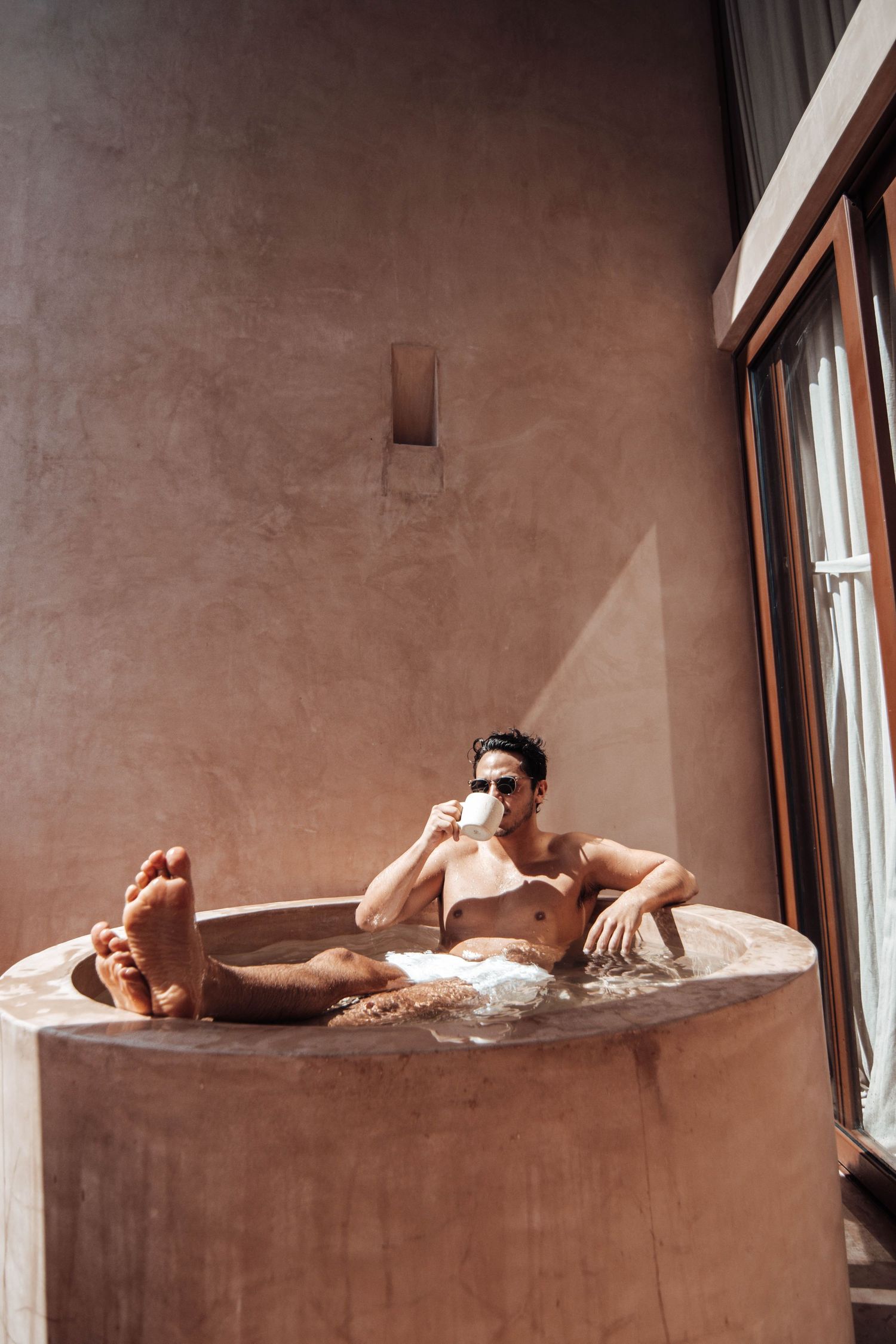 chilling portrait men