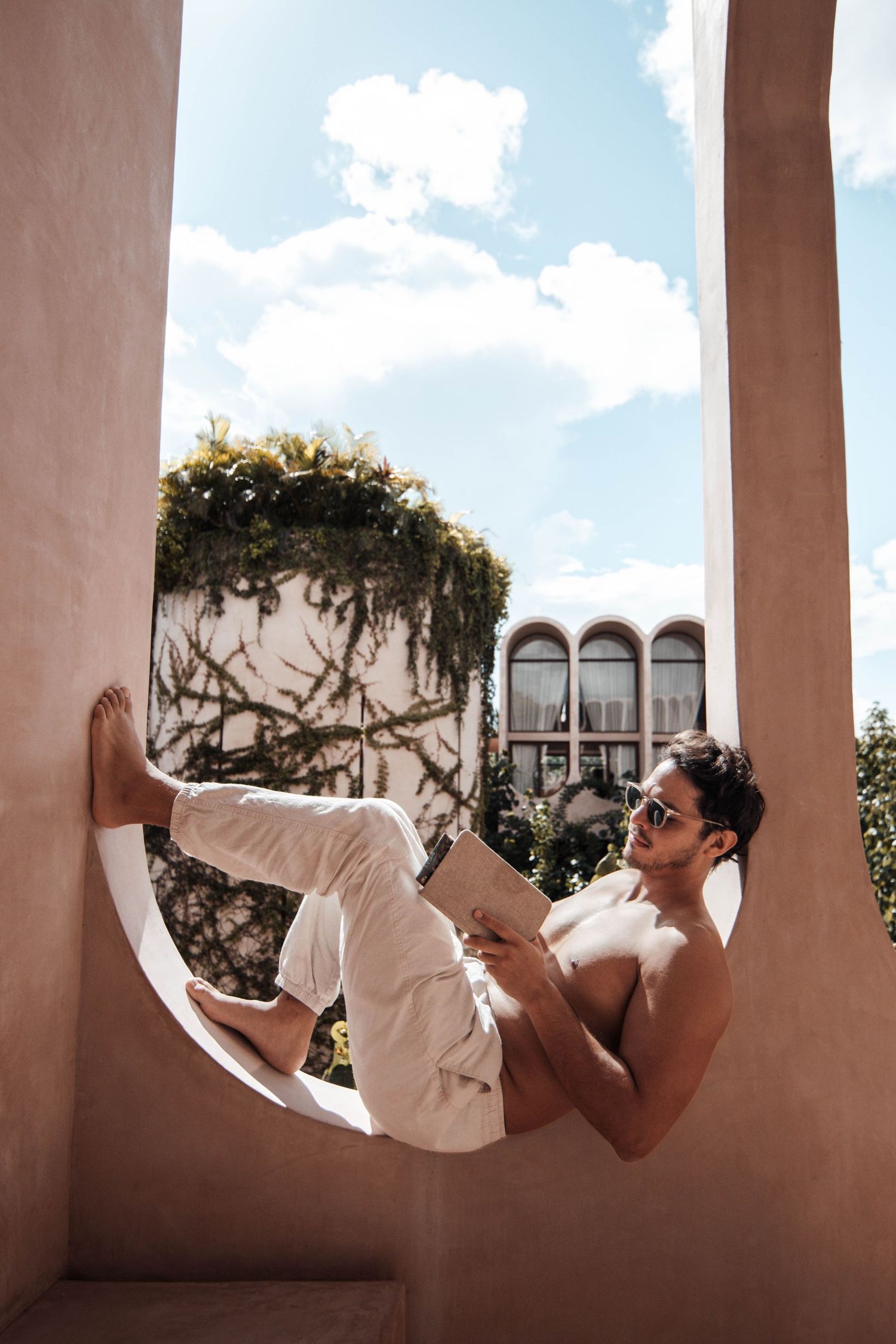chilling portrait men man