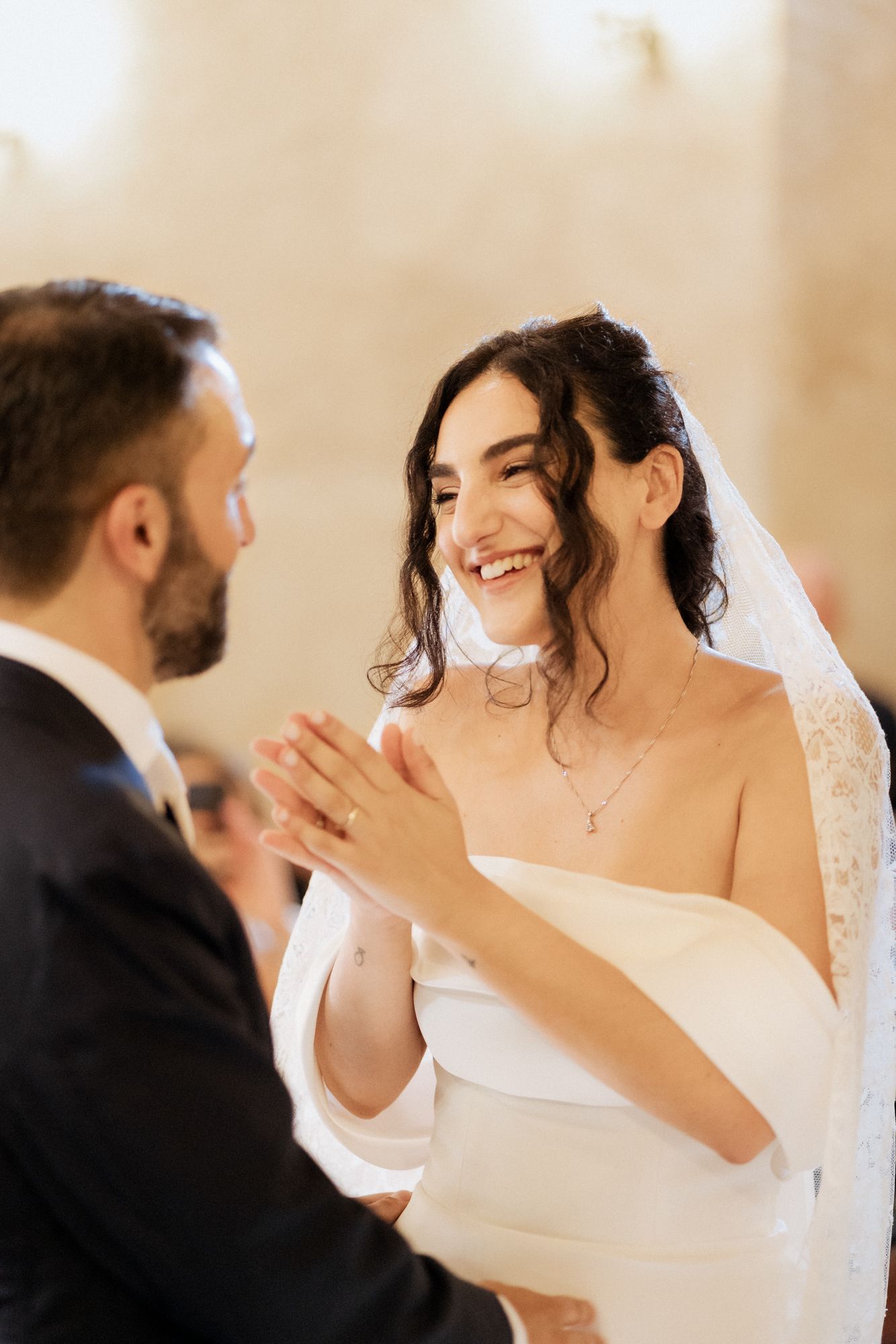 A romantic first dance sequence showing a couple in wedding attire sharing joyful moments on their special day.