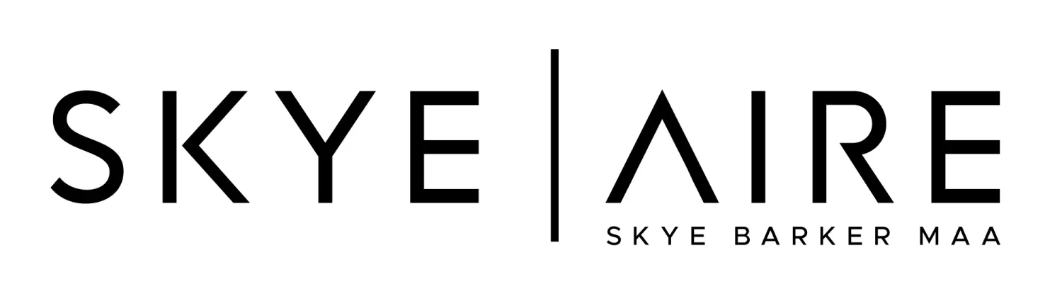 Clean typography logo design for Skye Aire in black text.