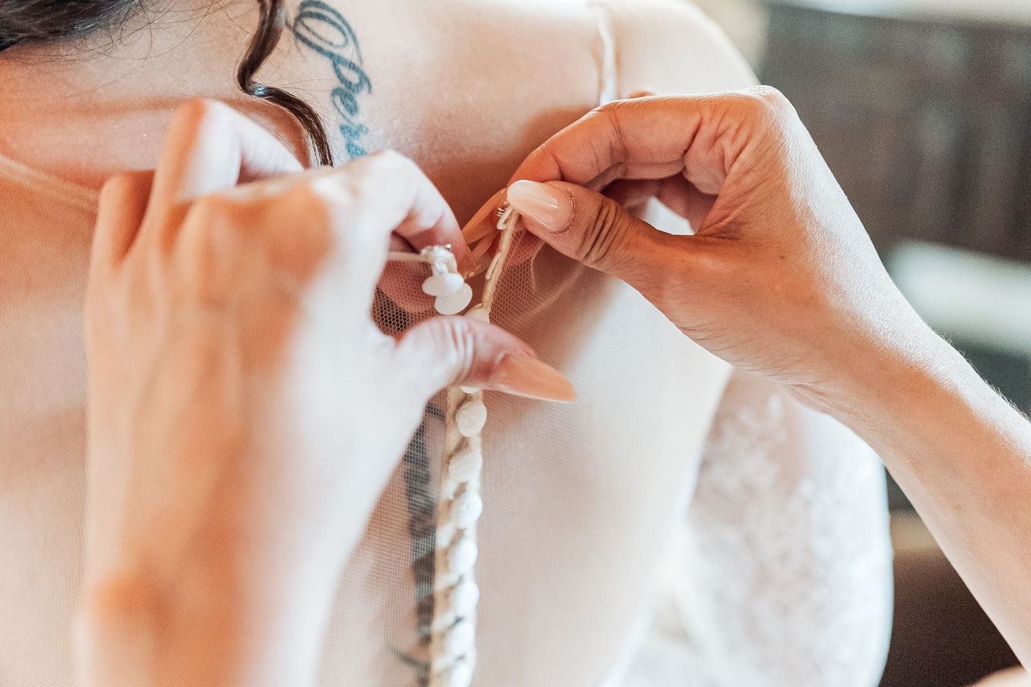 Detalle del ramo de novia en reportaje de boda en Coslada