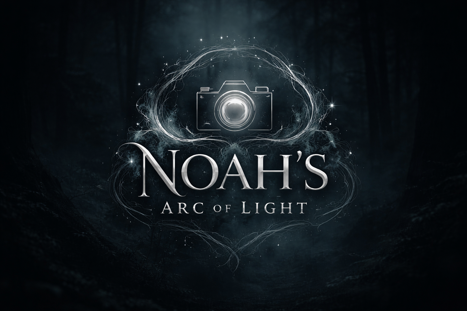 Noah's Arc of Light photography logo featuring a camera graphic with elegant swirling light designs.