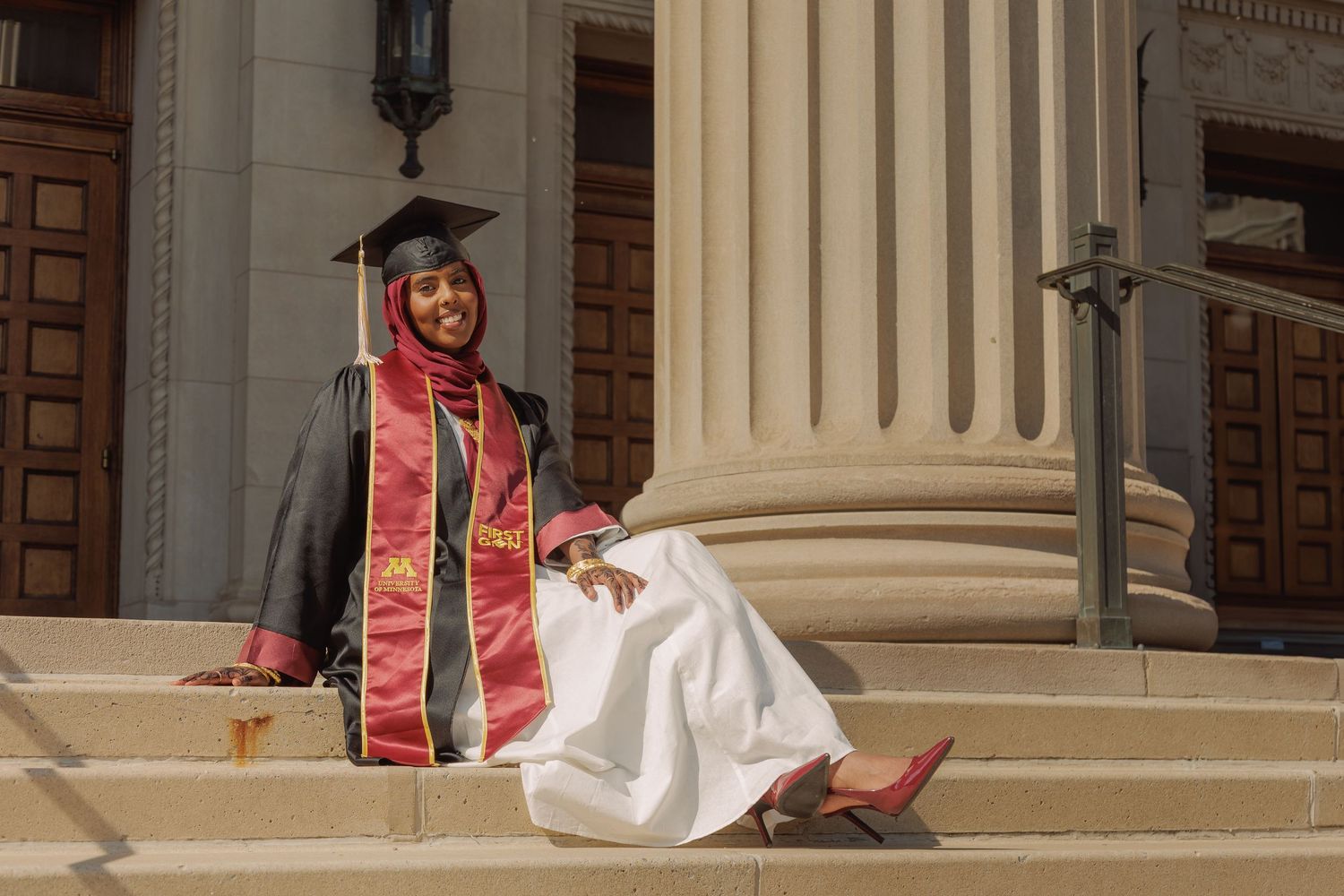 Graduation portrait of student, taken at the University of Minnesota Twin Cities.