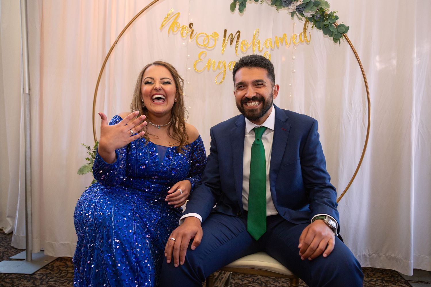 Edited photo of a couple at engagement party - candid moment
