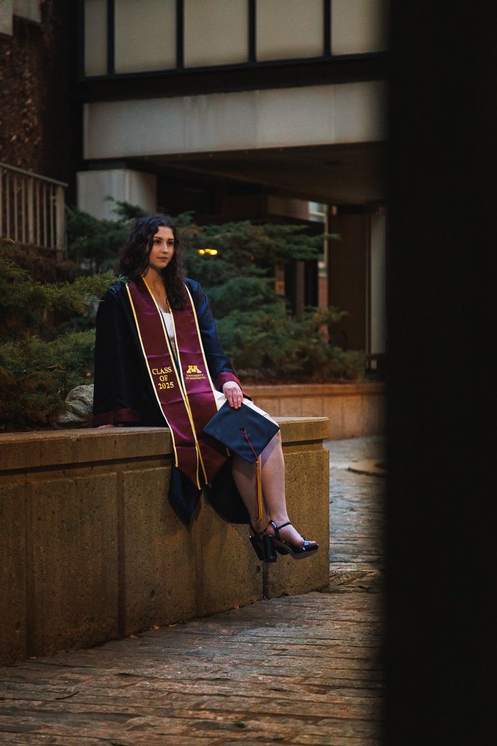 Graduation portrait of student, taken at the University of Minnesota Twin Cities.