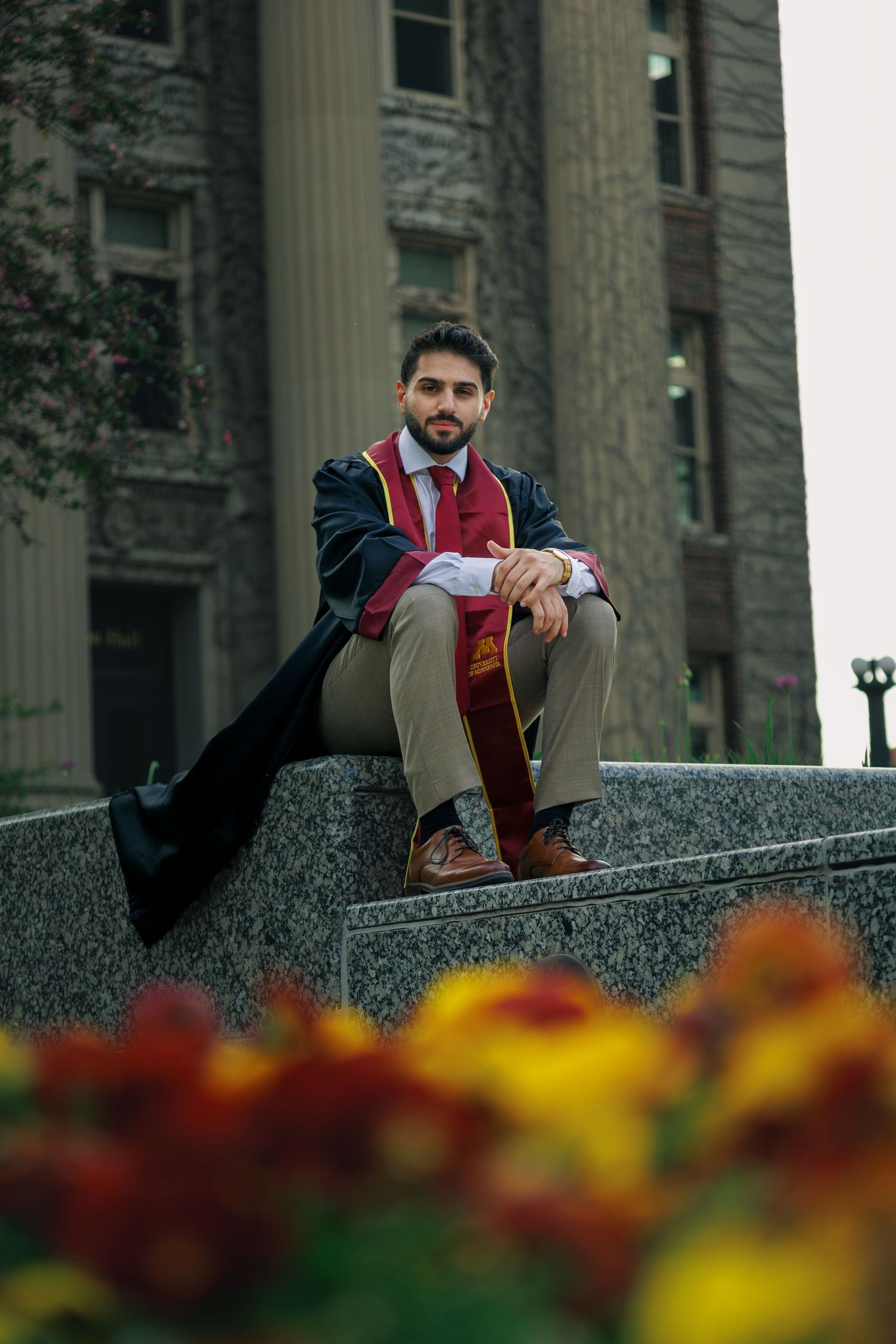 Graduation portrait of student, taken at the University of Minnesota Twin Cities.
