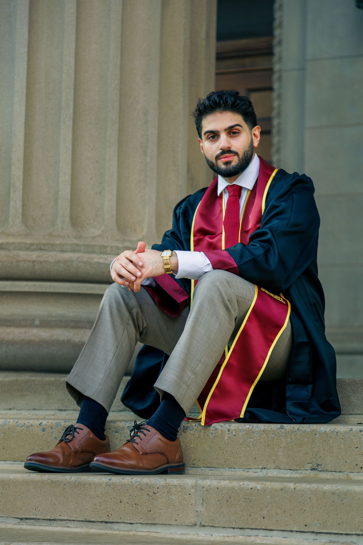Graduation portrait of student, taken at the University of Minnesota Twin Cities.
