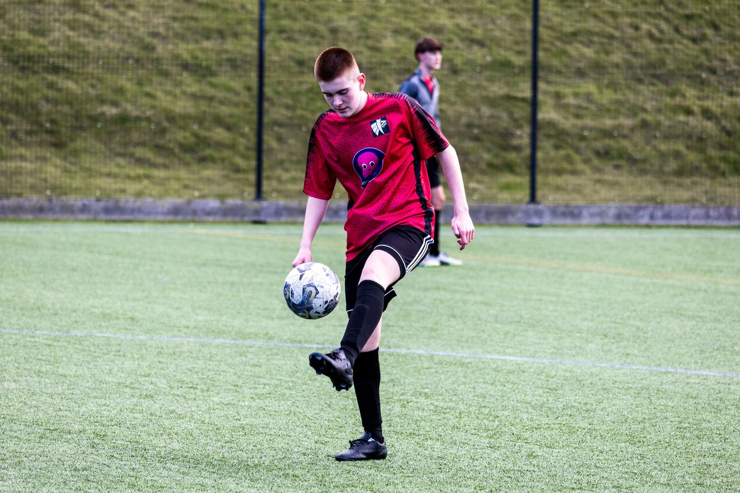 Braes High School football player juggling the ball