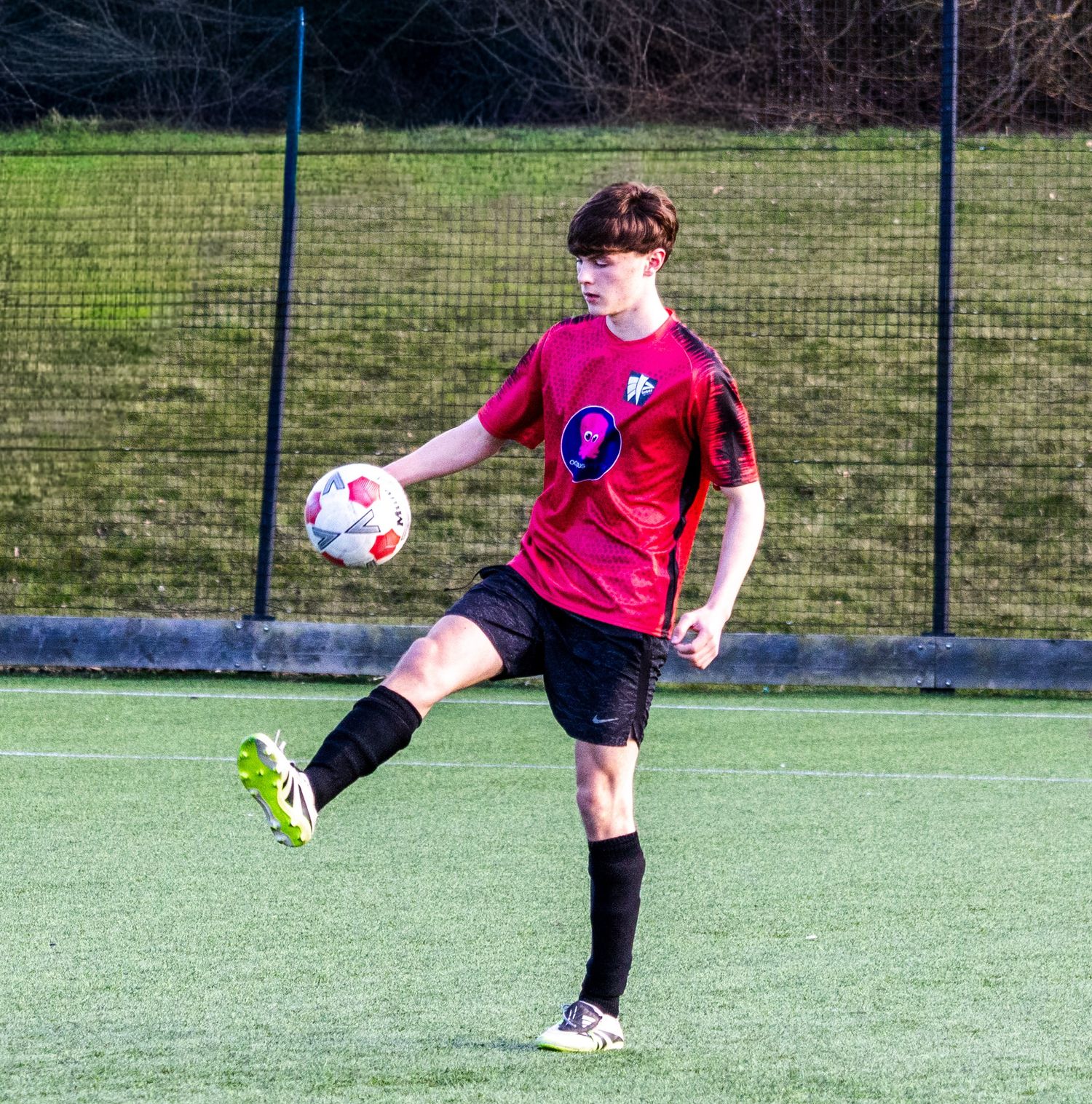 Braes High School football player juggling the ball