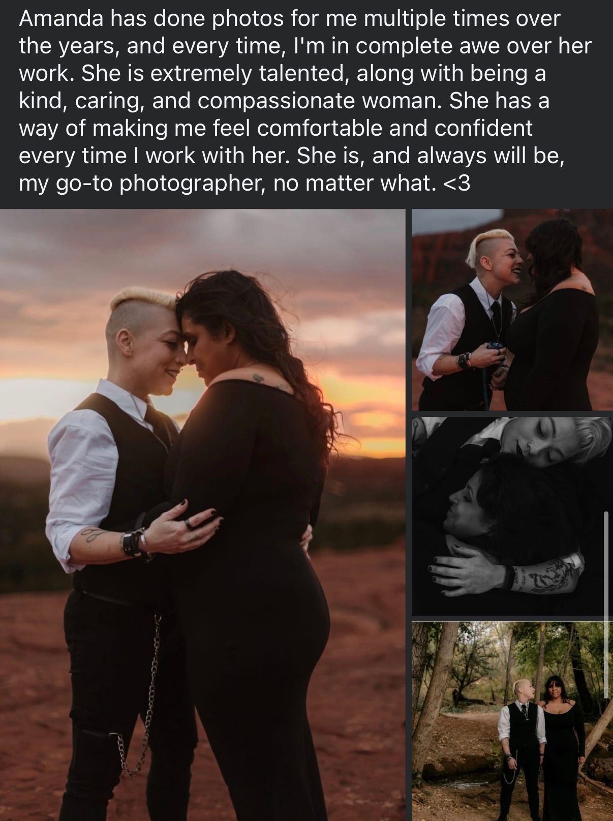Couple embracing at sunset in outdoor engagement photos showcasing romantic portrait photography by a talented compassionate photographer.