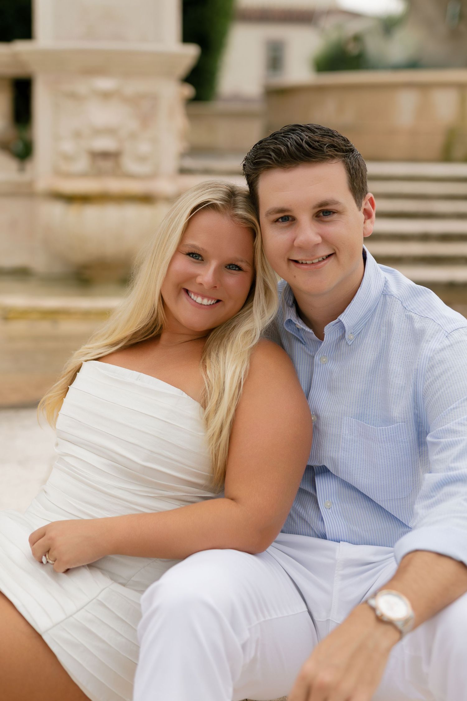 Romantic oceanfront engagement photos of Elliot and Annabel on Palm Beach Island, captured by Daniella Dyan Photography.