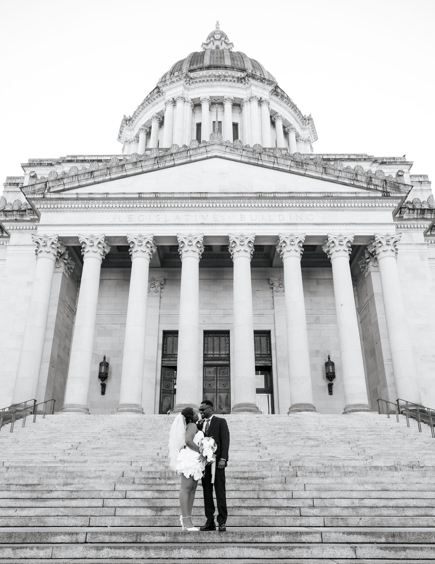 Wedding portraits at the Washington State Capitol in Olympia, Washington