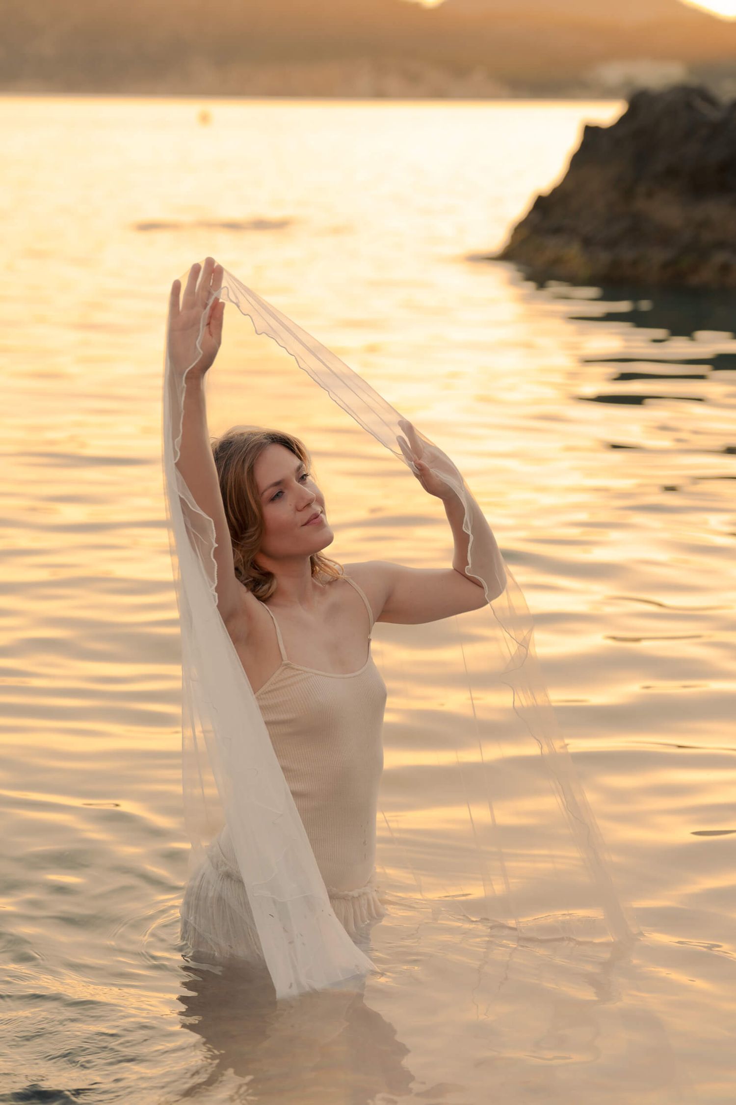 Brautfotografie goldene Stunde Mallorca, golden hour bridal portrait, Sofi Ammann