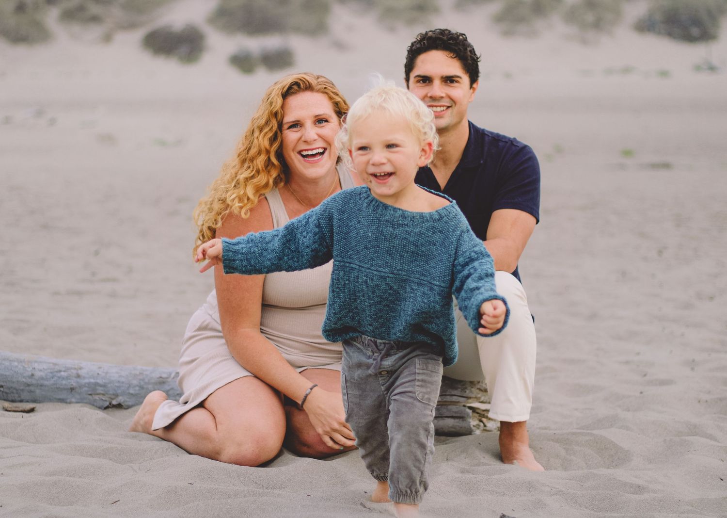 Family at golden hour in Morro Bay, Central Coast family photography