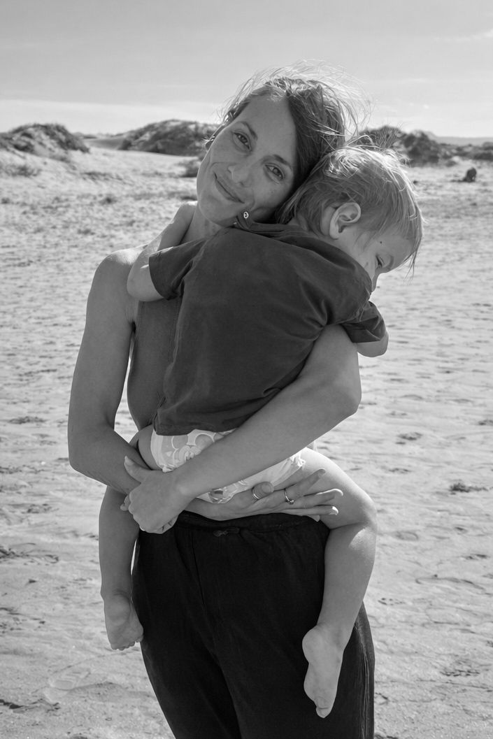 Candid black and white family photo, San Luis Obispo family photographer