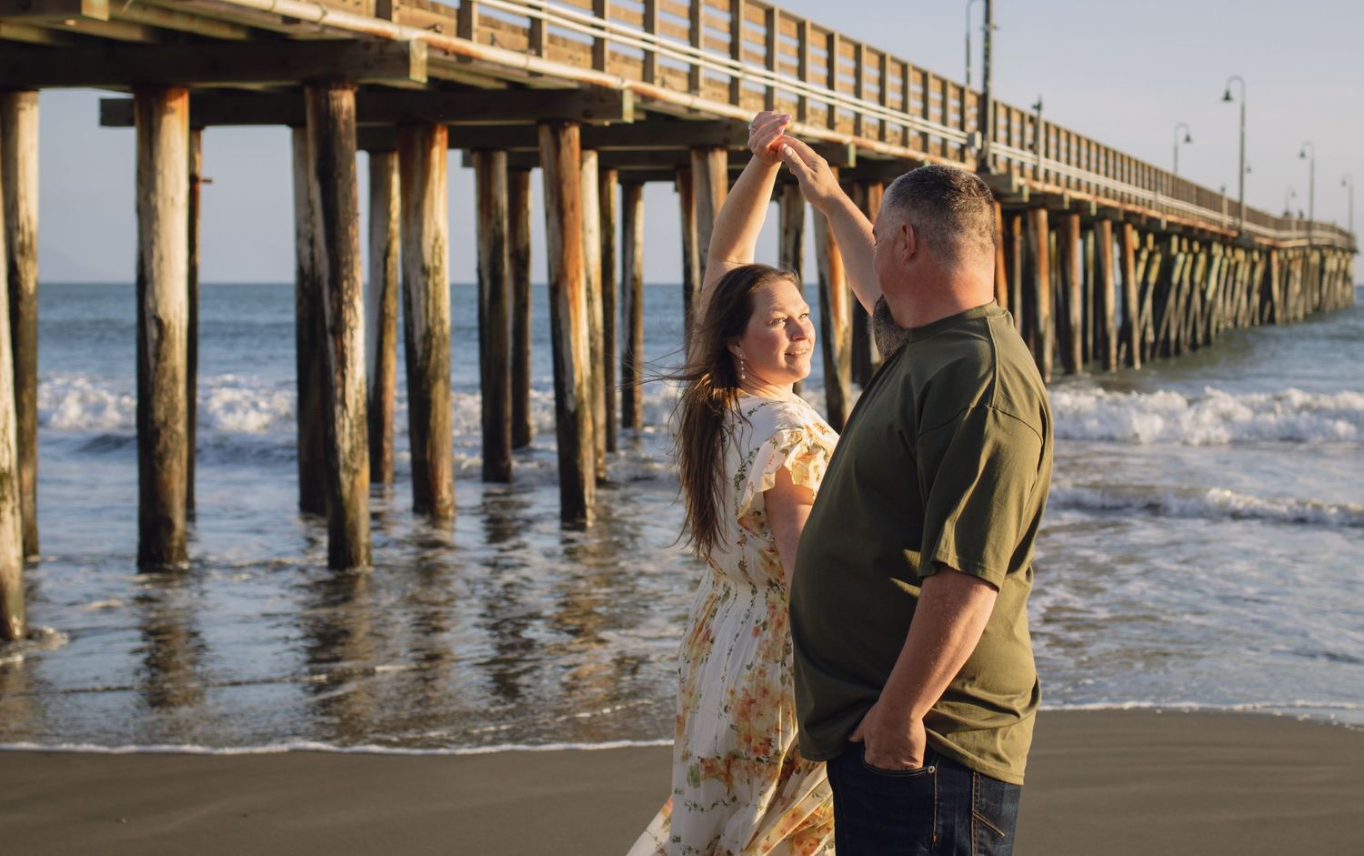 Couple portrait at the pier, Central Coast California photography