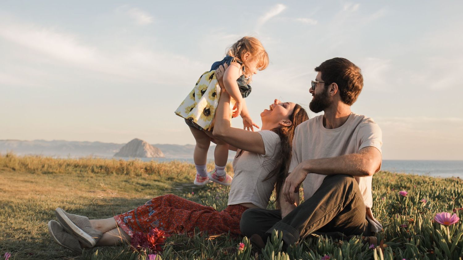 Family enjoying a beach photography session in Cayucos, California