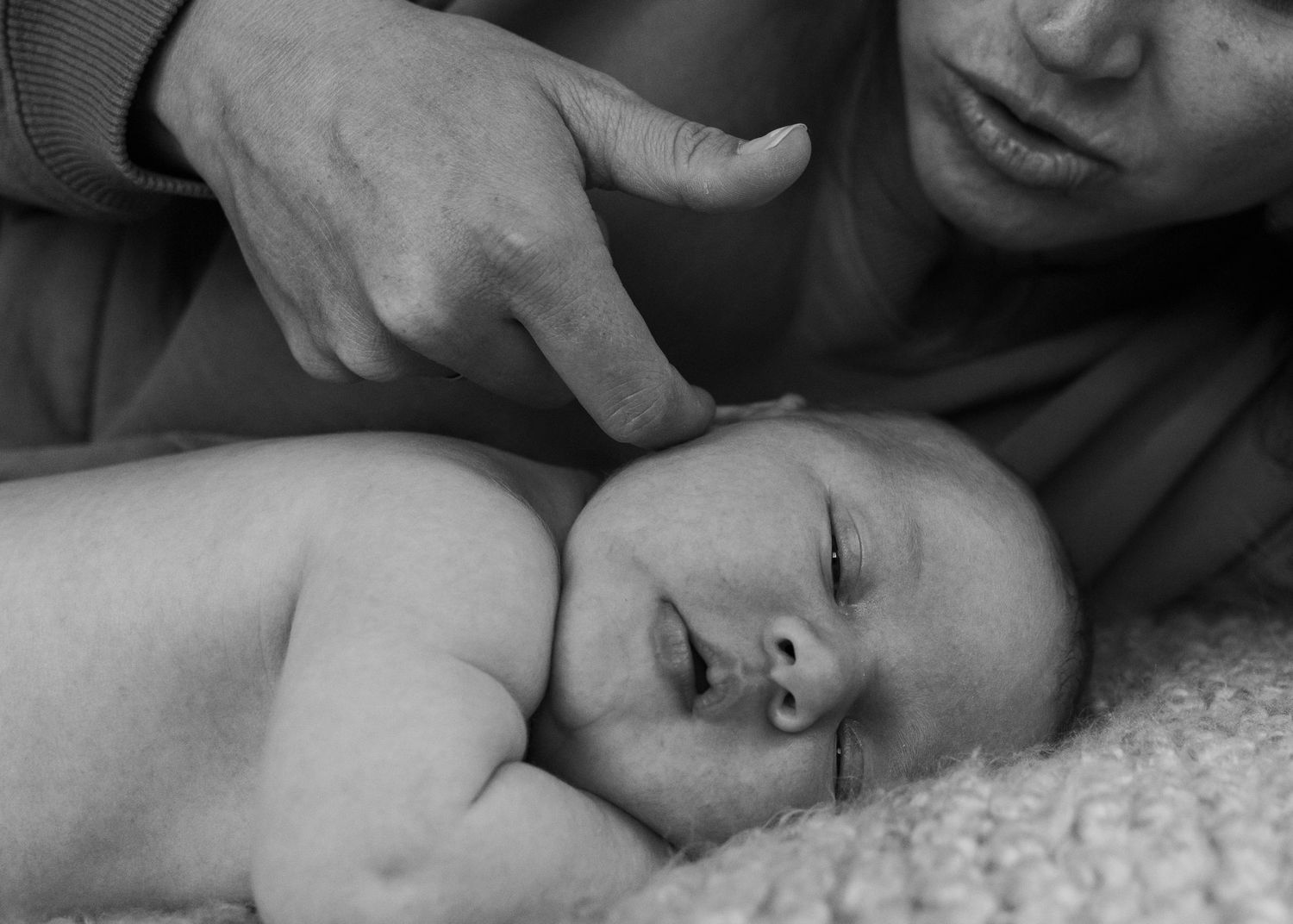 Newborn baby photographed in black and white in San Luis obispo