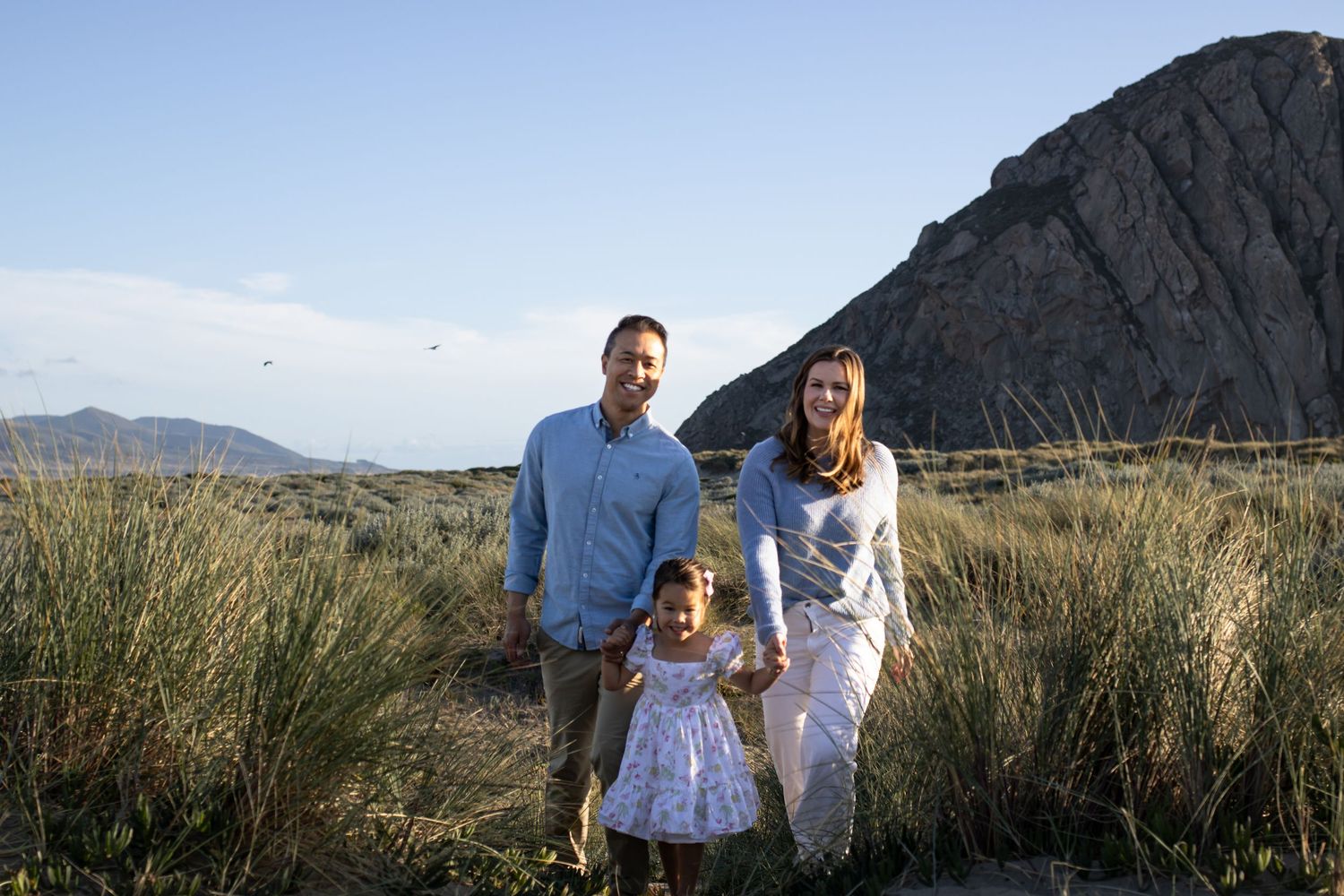 Family at golden hour in Morro Bay, Central Coast family photography