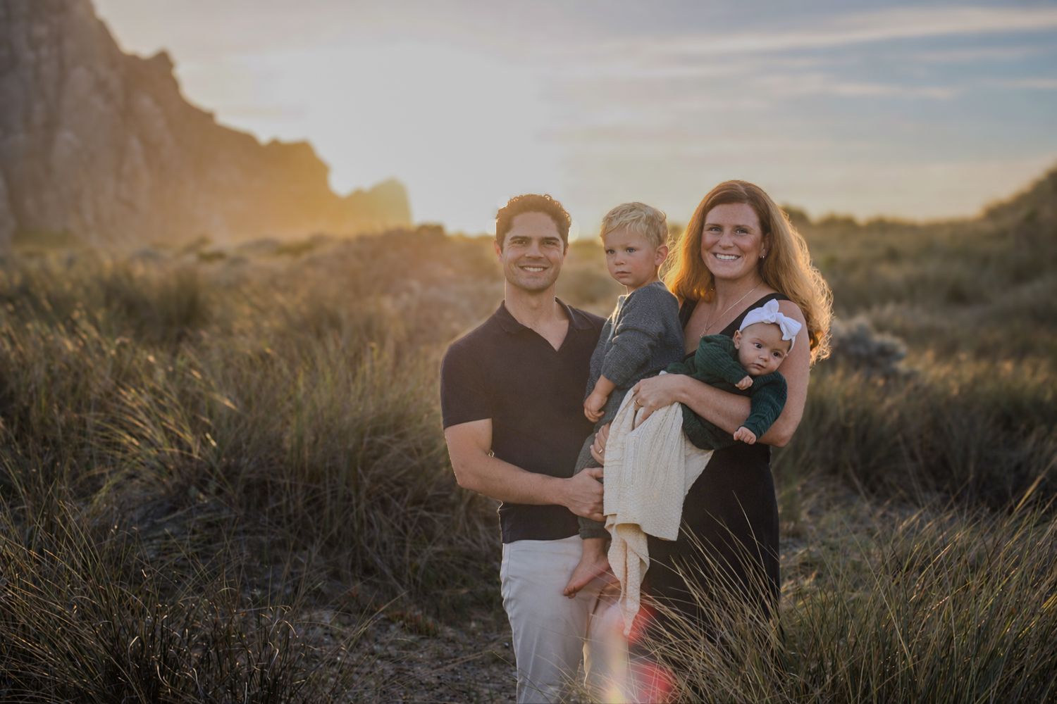 Family at golden hour in Morro Bay, Central Coast family photography