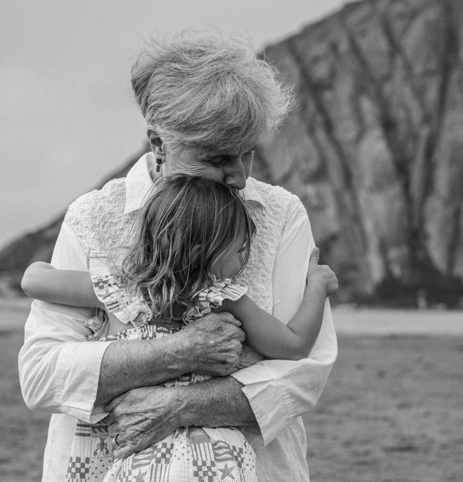 Candid black and white family photo, San Luis Obispo family photographer