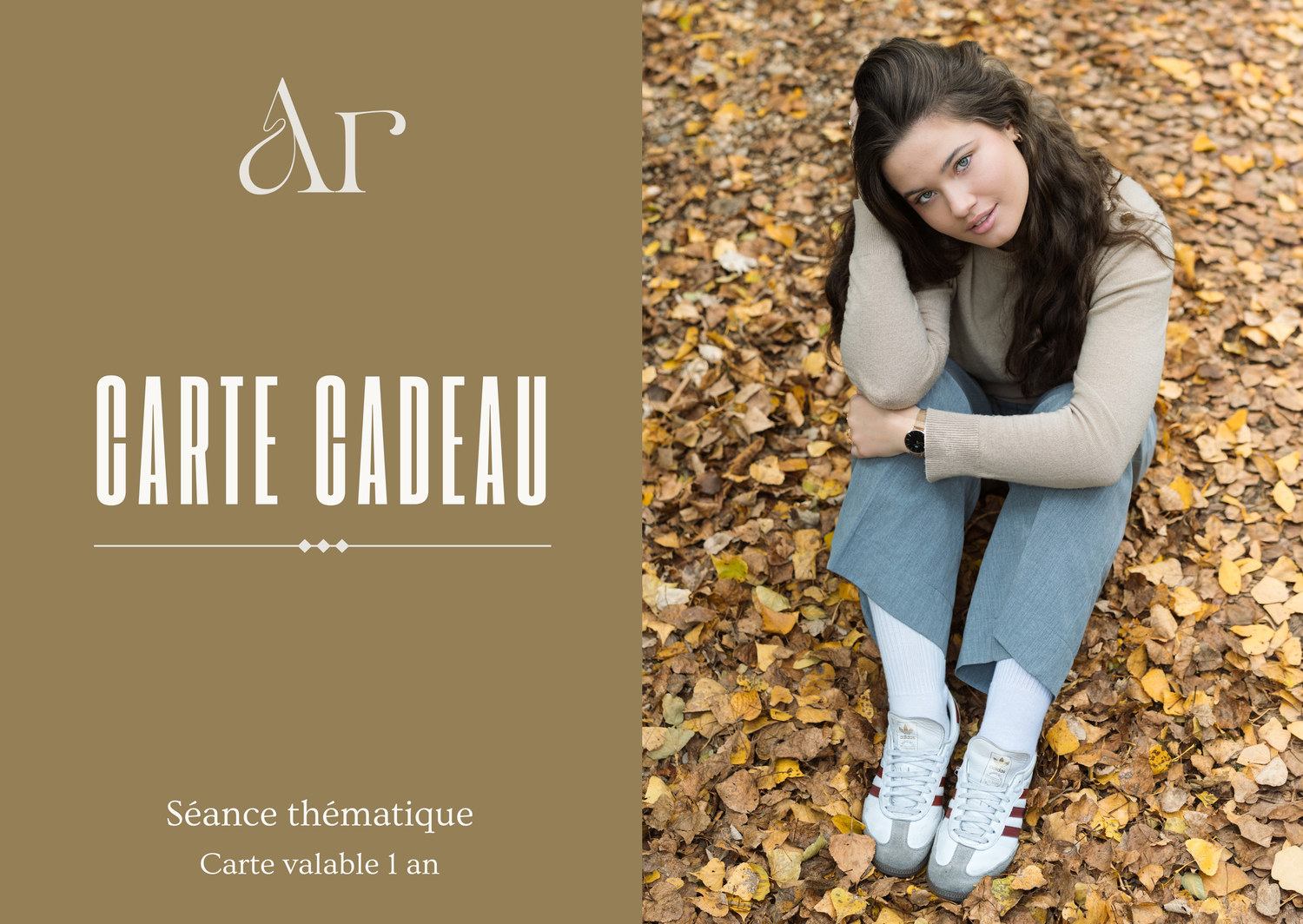 Carte cadeau séance photo thématique d’automne à Avignon, portrait en extérieur avec Arnaud Robin