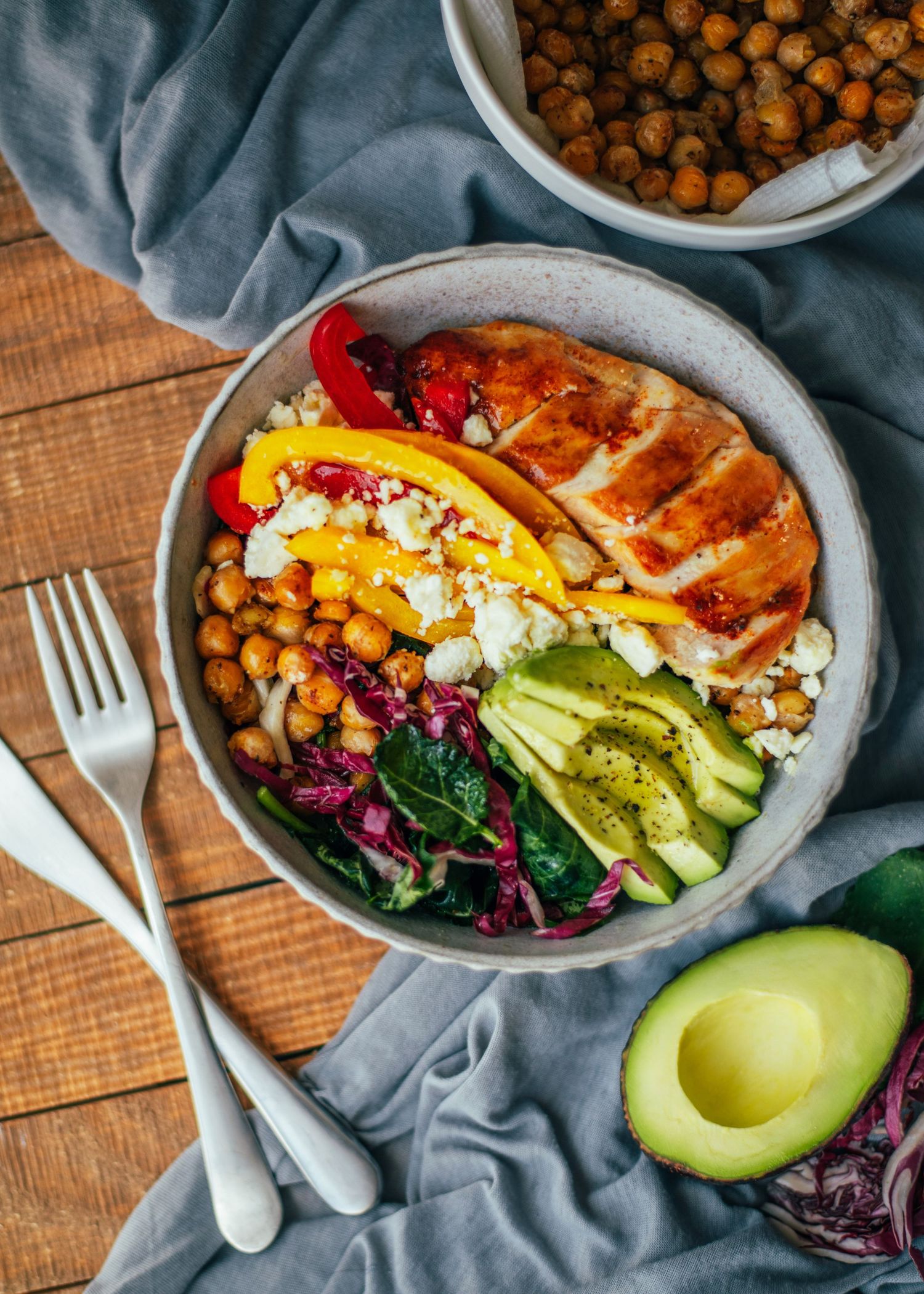 Food flat lay with colourful ingredients overhead, Calgary commercial food photographer