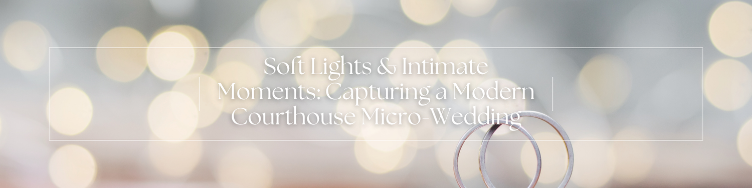 Two gold wedding rings on a soft bokeh background with elegant text overlay for a wedding blog.