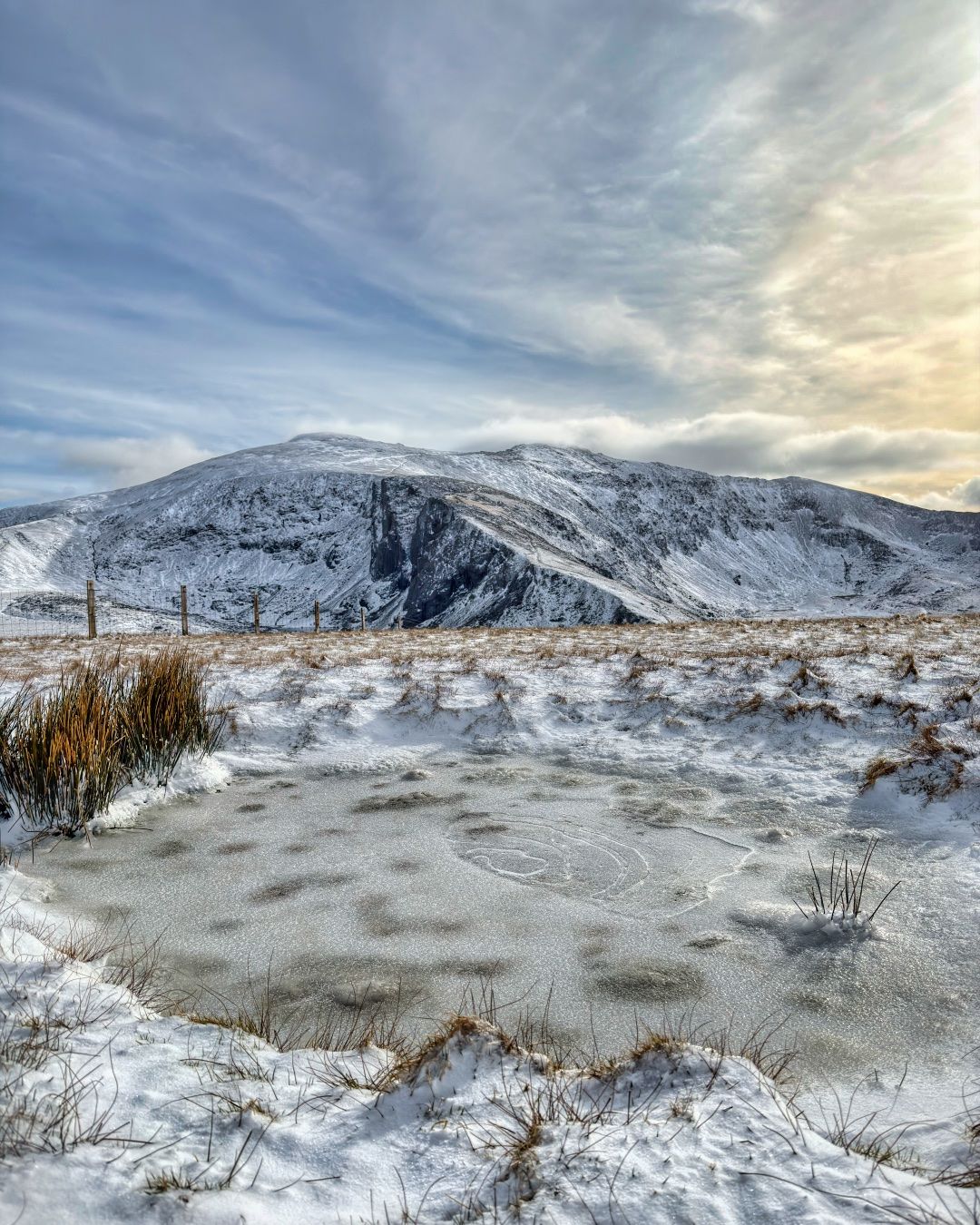 Snow in Snowdonia. Eryri national park. Yr wyddfa