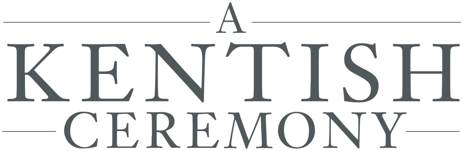 A Kentish Ceremony elegant wedding logo in grey serif font.