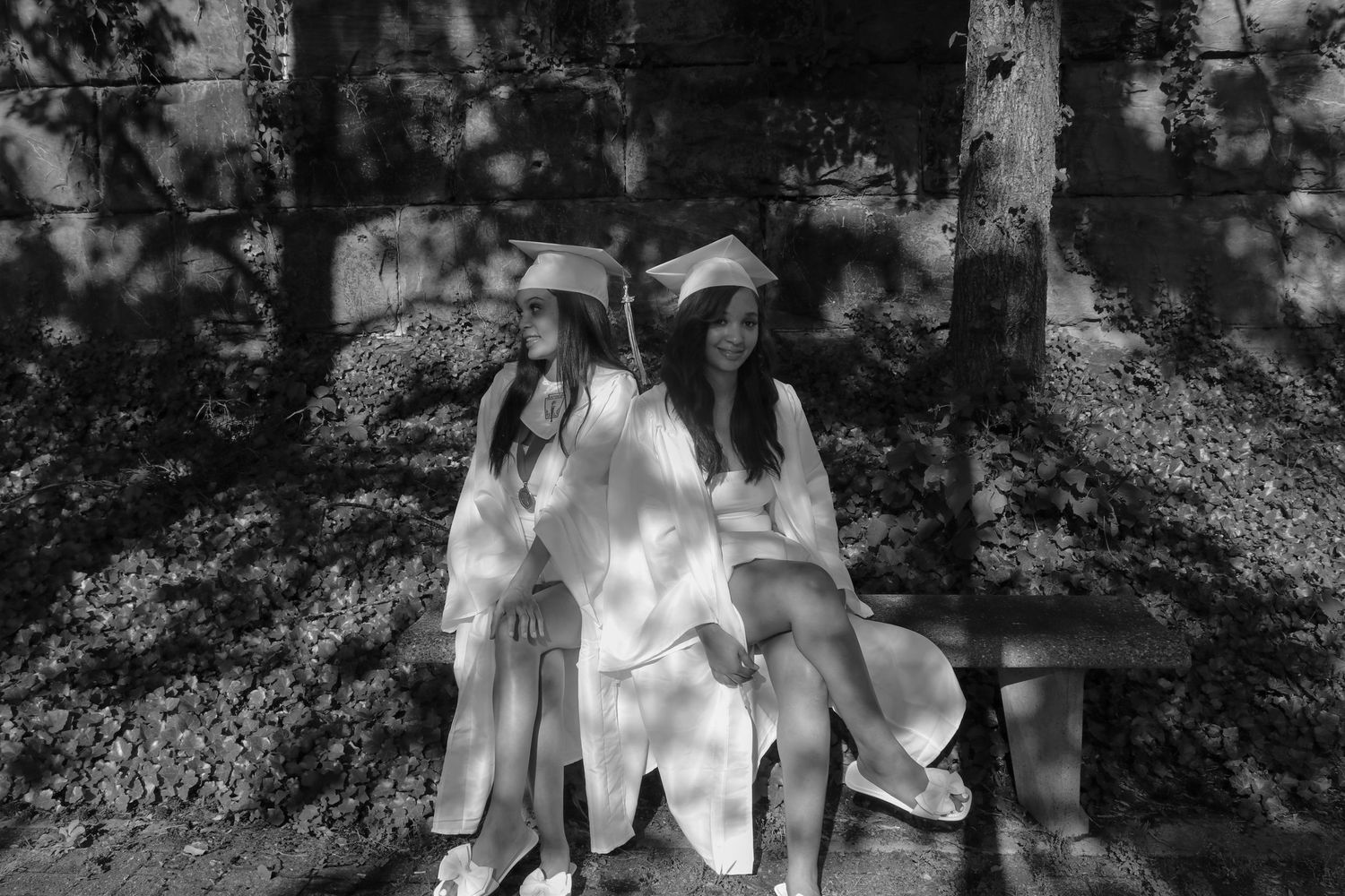 Black and white image series depicting traditional Japanese dress details in natural outdoor lighting.